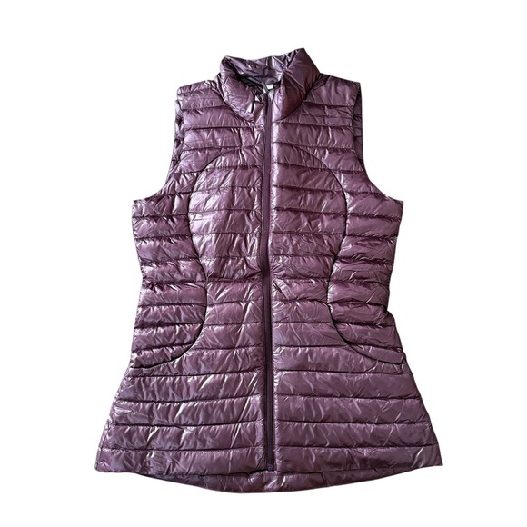 Lululemon Pack It Down Vest Puffer Quilted Zip Up Burgundy Padded Sleeveless 6